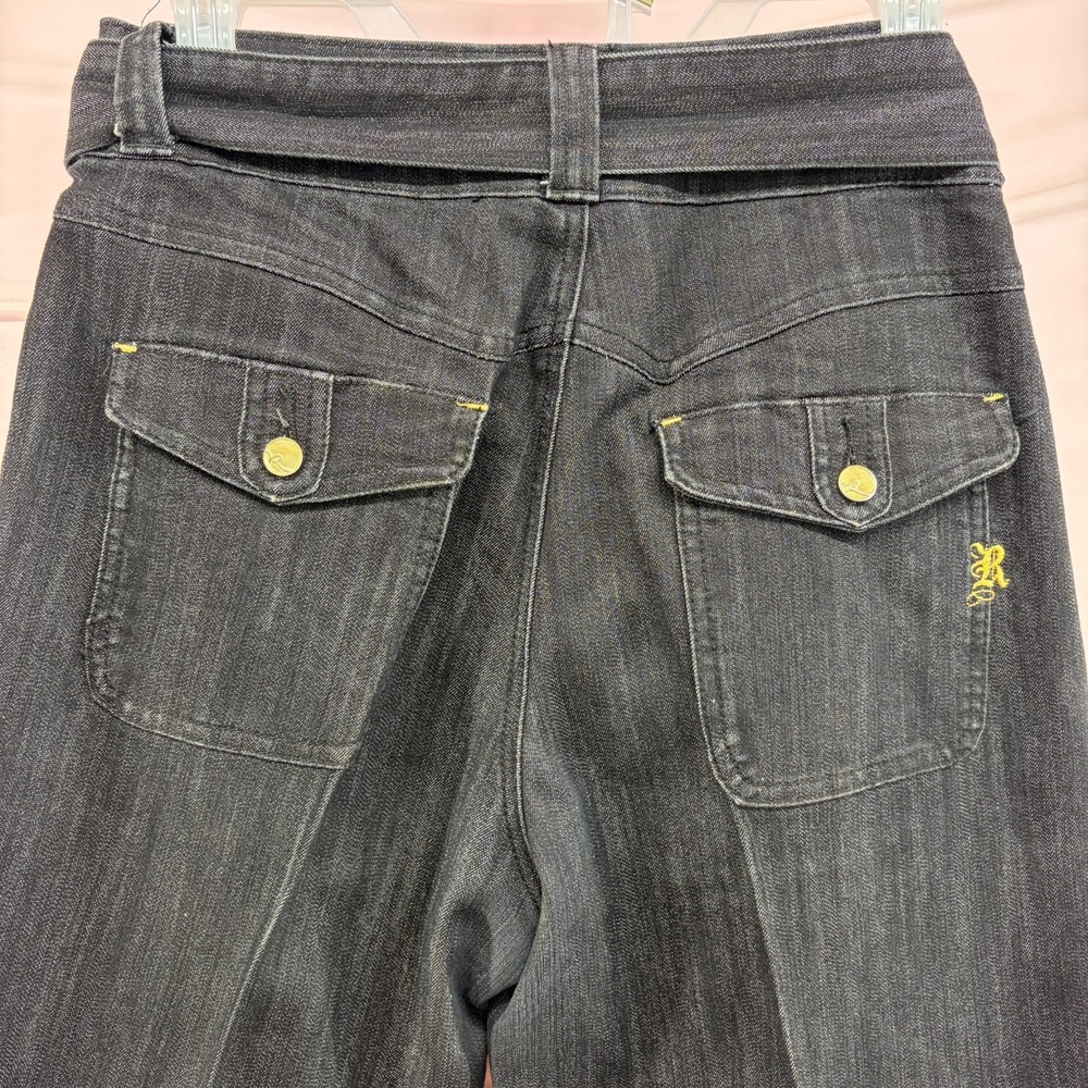 Roca Wear Vintage Jeans Women 7 Black Embroidered Pockets Y2K Streetwear Baggy - Picture 9 of 16